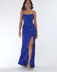"Harper" Sequin Rose Pattern Floor Length Dress