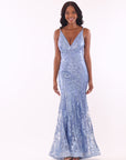 "Zoey" Glitter V-Neck Floor Length Dress