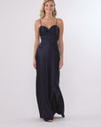 "Jordan" Satin Tie Back Floor Length Dress