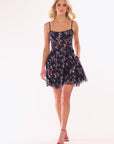 "Graclyn" Caviar Glitter Illusion Bodice Short Party Dress