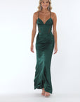 "Ashley" Satin Illusion Corset Floor Length Dress