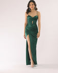 "Camille" Satin Draped Corset Floor Length Dress