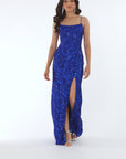"Vanessa" Sequin Bow Pattern Floor Length Dress