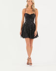 "Prue" Short Pinch Neck Glitter Party Dress