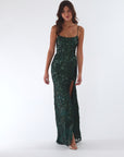 "Harper" Sequin Rose Pattern Floor Length Dress