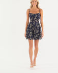 "Graclyn" Caviar Glitter Illusion Bodice Short Party Dress