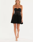 "Knox" Short Velvet Party Applique Dress