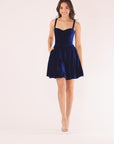 "Ella" Short Velvet Tie Up Back Dress