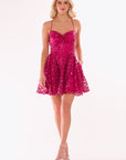 "Maddison" Glitter Mesh Sweetheart Neck Short Dress
