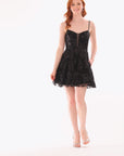 "Serenity" Glitter V-Neck Mesh Short Dress