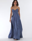 "Raquel" Long Strapless Jacquard Gown
