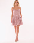 "Becky" Glitter Draoped Neck Short Dress