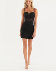 "Rihanna" Short Lace Applique Top Tieback Dress