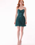Blondie Nites "Tiara" Short Glitter Mesh Tie Back Party Dress