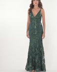 "Brielle" Sequin V-Neck Floor Length Dress