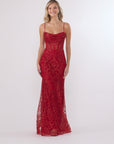 "Diana" Glitter Mesh Cowl Neck Floor Length Dress