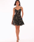 "Rachel" Caviar Glitter Tieback Short Dress