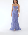 "Noah" Glitter Illusion Corset Floor Length Dress