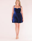 Blondie Nites Plus "Ella" Short Velvet Tie Up Back Dress