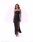 "Jenée" Long Strapless Corset Sequin Dress