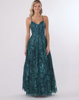 "Kelly" Long Glitter Sweetheart Neckline Gown