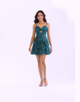 "Jessica" Short Galaxy Glitter Keyhole Party Dress