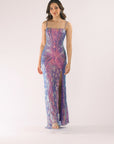 "Amberly" Sequin Pattern Corset Floor Length Dress