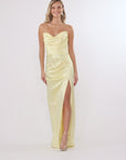"Daisy" Satin Strapless Floor Length Dress