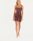"Paige" Short Glitter Illusion Slim Dress
