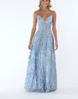 "Jill" Illusion Glitter Floor Length Dress