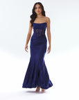 "Nadia" Long Strapless Satin Corset Trumpet Dress