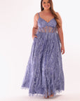 Blondie Nites Plus "Lizzy" Glitter Mesh Corset Floor Length Dress