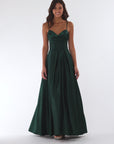 "Leah" Satin Stone Cowl Neck Floor Length Gown