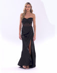"Irina" Satin Embellished Corset Floor Length Dress