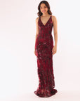"Brielle" Sequin V-Neck Floor Length Dress