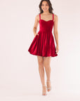 "Ella" Short Velvet Tie Up Back Dress