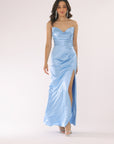 "Daisy" Satin Strapless Floor Length Dress