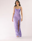 "Destiney" Sequin Pattern Floor Length Dress