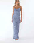 "Ramona" Sequin Draped Neck Floor Length Dresses
