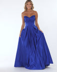 "June" Satin Strapless A-Line Floor Length Dress