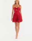 "Carla" Glitter Mesh Tieback Short Dress