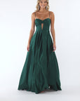 "Bonnie" Satin Corset Cutout Floor Length Dress