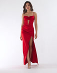 "Jane" Long Satin Cutout Corset Dress