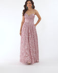 "Lexi" Glitter Mesh Sweetheart Floor Length Dress