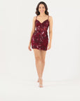 "Aurora" Short Sequin Lace Illusion Slim Dress
