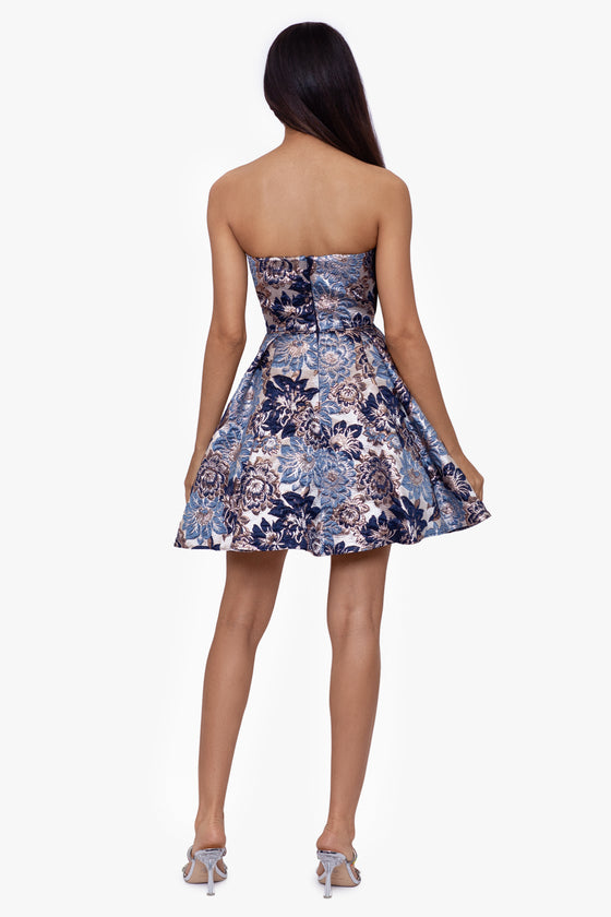 "Zara" Strapless Brocade Party Dress