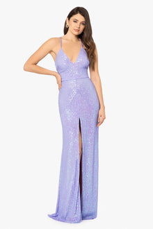  "Jules" Long Sequin V-Neck Dress