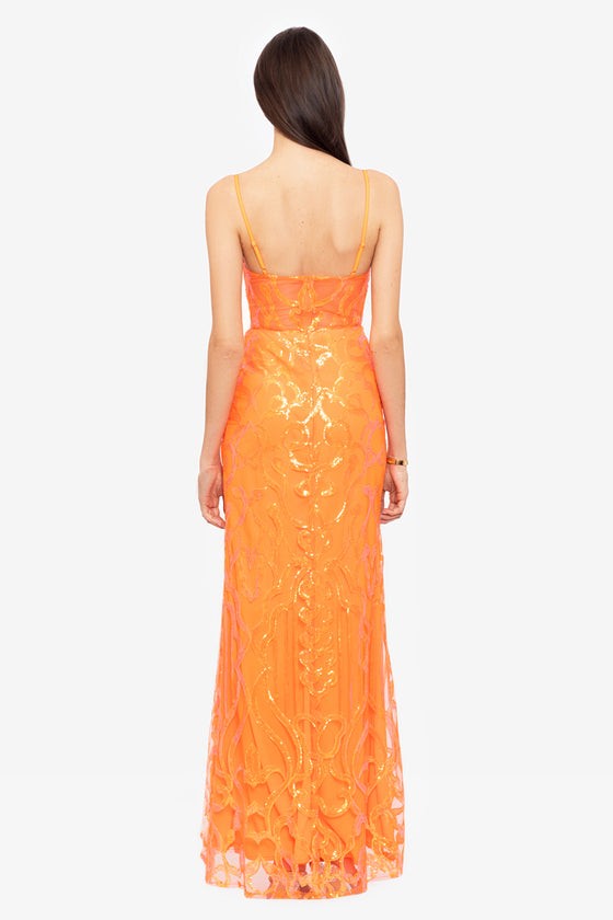 "Kassie" Long Iridescent Sequin Corset Dress